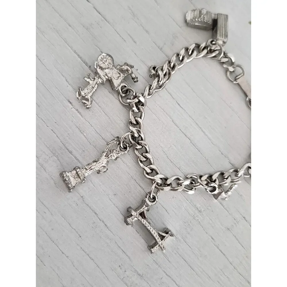 Vintage Lot of 2 Silver-tone Charm Bracelets